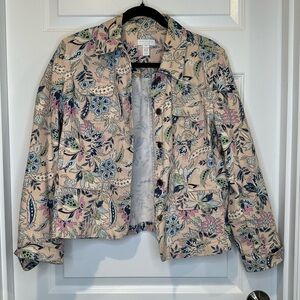 Charter Club Floral Beige Women's Jacket - EUC